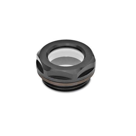 ÖLSCHAUGLAS AUS ALUMINIUM, MIT ESG-GLAS