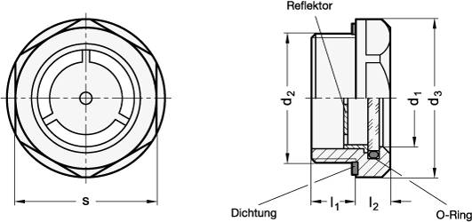 ÖLSCHAUGLAS AUS MESSING, MIT FLOATGLAS