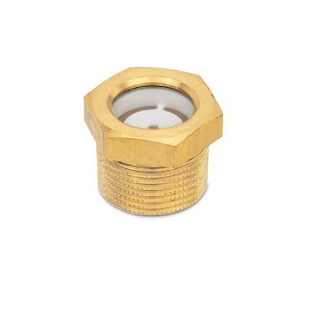 MESSING-ÖLSCHAUGLAS MIT KONISCHEM GEWINDE