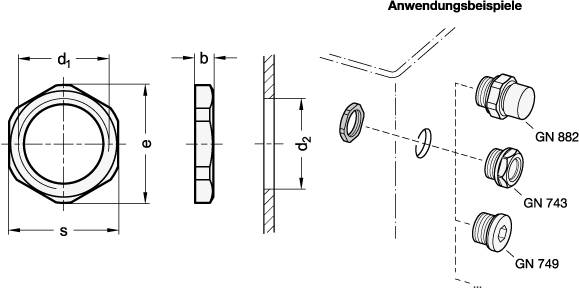 Edelstahl-Befestigungsmutter G1, A4 - Edelstahl