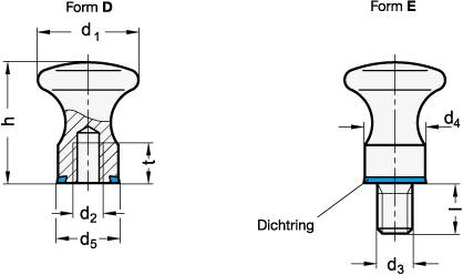 FLACHER KNOPF, EPDM, HYGIENIC DESIGN