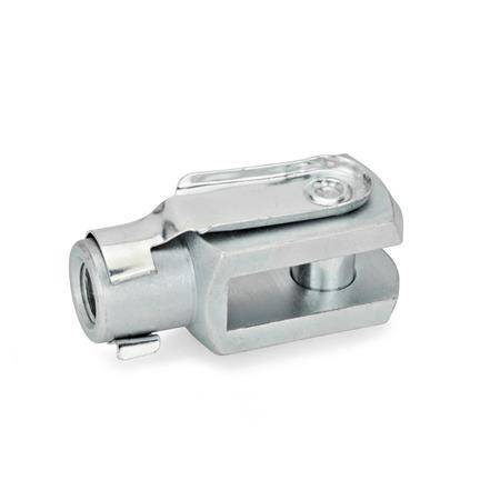 Gabelkopf 4 x 8 lang, M4, Form B mit Schnappfeder-Bolzen, D