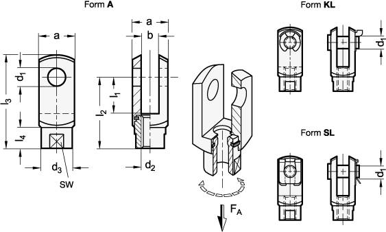 GABELGELENK MIT BOLZEN, WELLENSICHERUNG