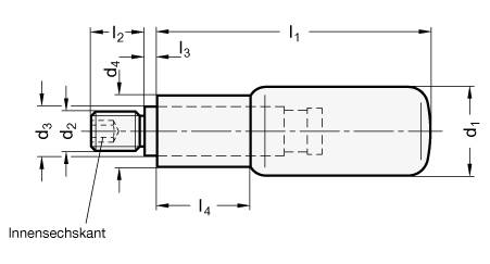 DREHB.ZYLINDERGRIFF M.EDELSTAHL-ACHSTEIL