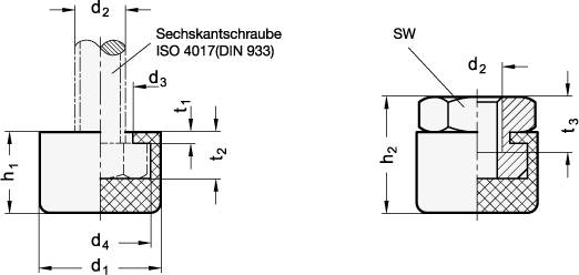 Anschlagpuffer 26, Form B - Schutzkappe mit Gewindebuchse