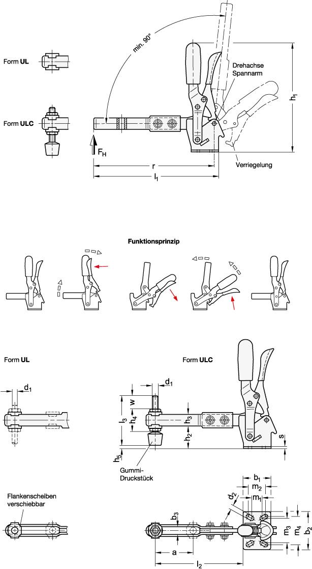 VERTIKALSPANNER MIT VERL. SPANNARM UND VERRIEGEL.
