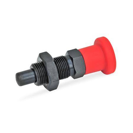RASTBOLZEN MIT KONTERMUTTER, KNOPF ROT