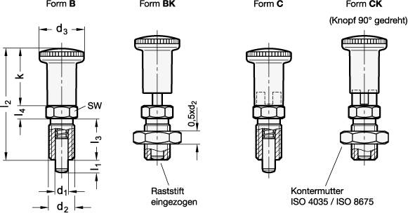 EDELSTAHL-RASTBOLZEN MIT KONTERMUTTER