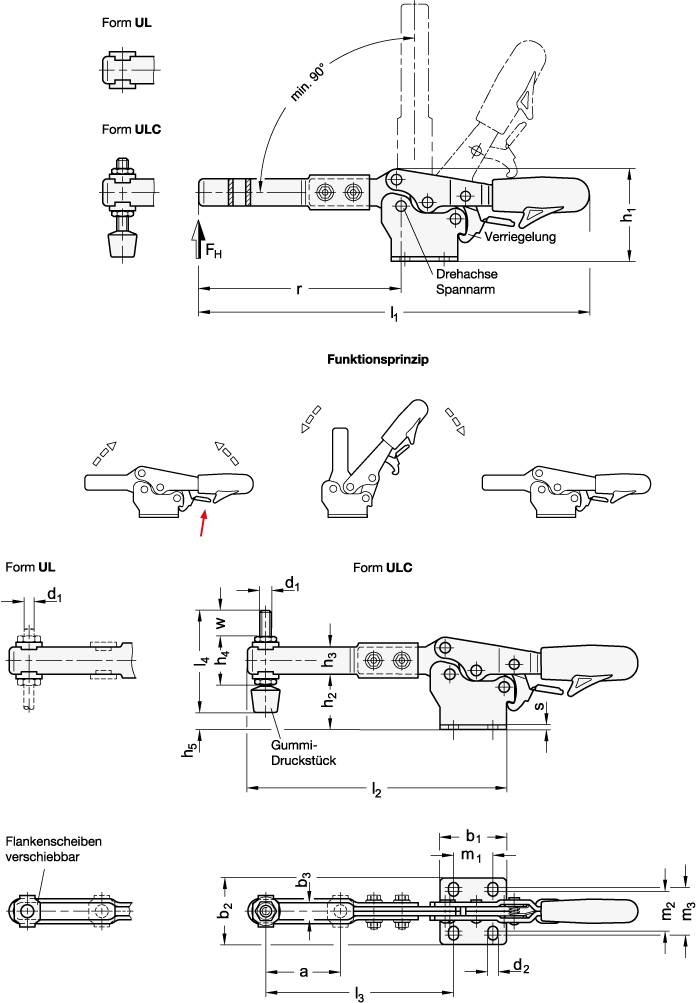 HORIZONTAL-SPANNER MIT VERL. SPANNARM U. VERRIEGL.