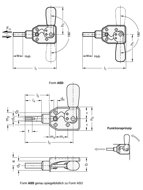 Schubstangen Spanner 50, für Druck- und Zugspannung, Form AS