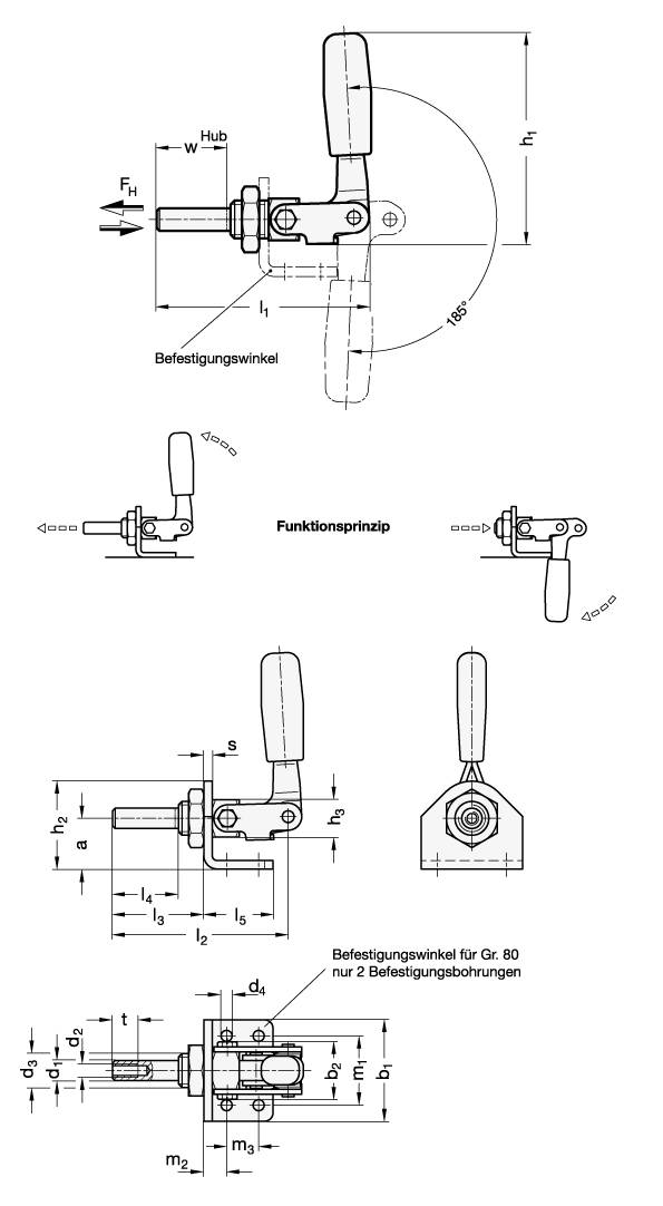 EDELSTAHL-SCHUBSTANGENSPANNER OHNE BEFESTIGUNGSW.