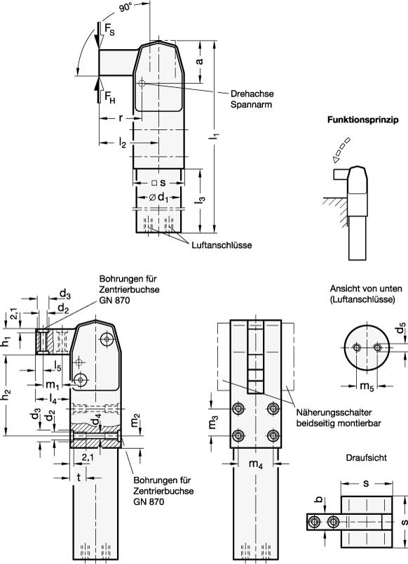 KRAFTSPANNER, SPANNARM HOR., FLUORPOLYMERBESCH.