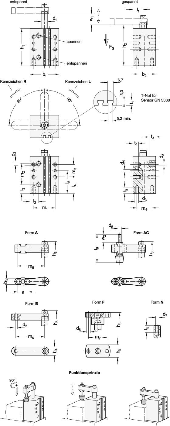 SCHWENKSPANNER, PNEUMATISCH, MIT GEWINDEBOHRUNG