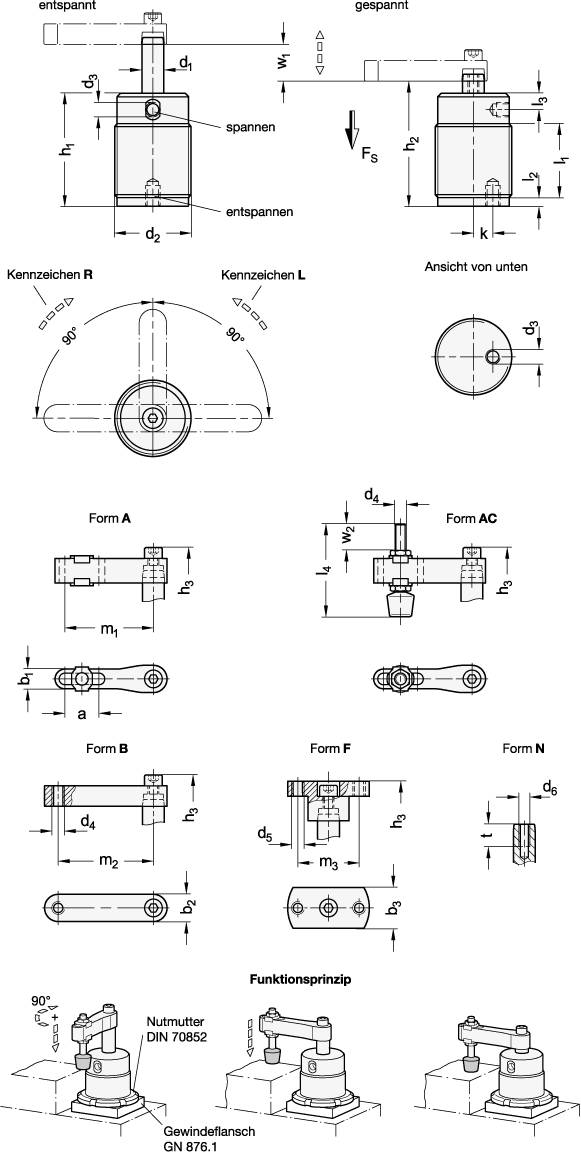 SCHWENKSPANNER, PNEUMATISCH, MIT ANBAUFLANSCH