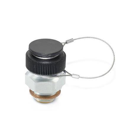 ÖLABLASSVENTIL, STAHL, MIT SCHUTZKAPPE UND SEIL