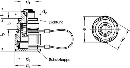 ÖLABLASSVENTIL, STAHL, MIT SCHUTZKAPPE UND SEIL