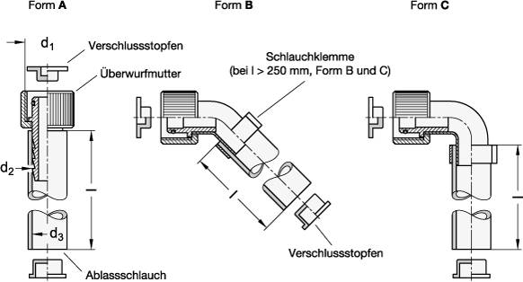 Anschlussstück für Ölablassventil GN 880, Größe 26, Form B -