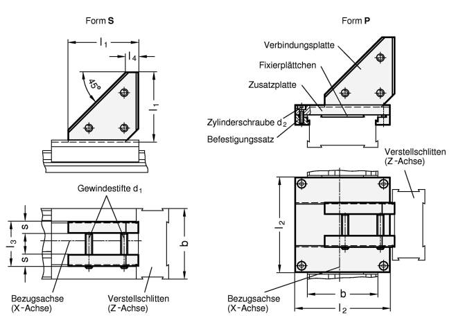 BEFESTIGUNGSSATZ X-Z FÜR VERSTELLSCHLITTEN
