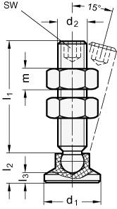 EDELSTAHL-ANDRÜCKSCHRAUBE MIT BEWEGL. KU-DRUCKST.