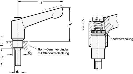 VERSTELLBARER KLEMMHEBEL FÜR ROHR-KLEMMVERBINDER