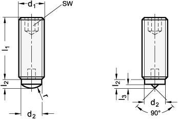 GEWINDESTIFT, DRUCKZAPFEN MIT SPITZE