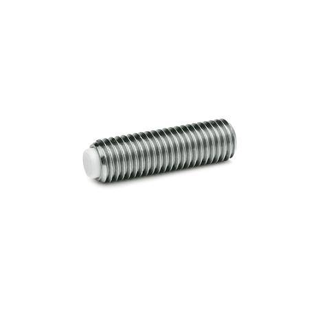 Gewindestift M6 x 8, mit Kunststoff Druckzapfen, Edelstahl