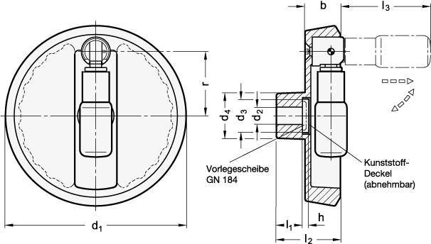 SICHERHEITS-UMLEGGRIFF-HANDRAD, SCHWARZ