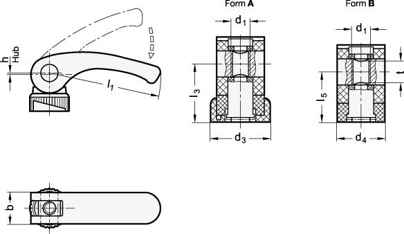 KUNSTSTOFF-EXZENTERSPANNER, ACHSE EDELSTAHL