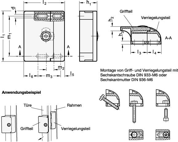 GRIFFLEISTE MIT VERRIEGELUNG UND SCHLOSS