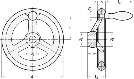 EDELSTAHL-HANDRAD MIT FESTEM BALLENGRIFF