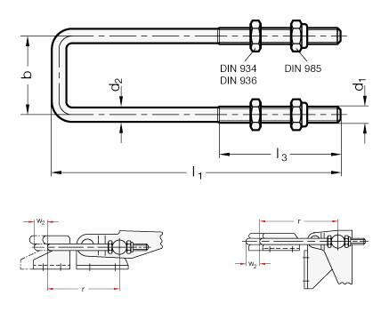 Zugbügel 38 x 143, M8, für Verschlussspanner, Edelstahl