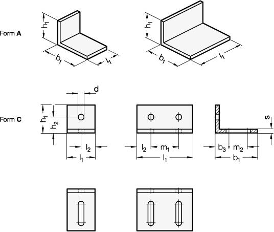 Montage-Winkel ungleichschenklig 40 x 60 x 40, Aluminium