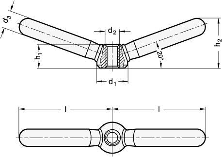 Doppelarmige Spannmutter M12 x 25, Edelstahl A4