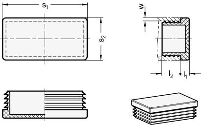 ENDSTOPFEN FÜR RECHTECKROHR, GRAU