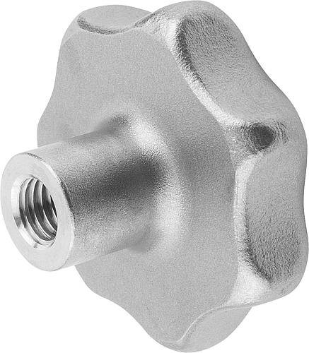 Sterngriff Ø 40 mm, M8, Form D, Gewinde aufgebohrt, Edelstah