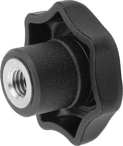 Sterngriff Ø 40, M8, Form K, mit Gewindebuchse Edelstahl, De