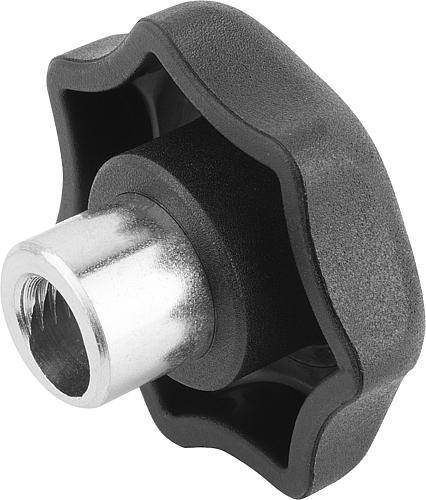 Schnellspann-Sterngriff Ø 63, M12, Thermoplast schwarz, Buch