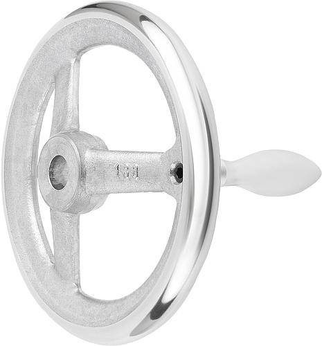 Handrad 200, Passbohrung 22H7, mit festem Ballengriff, Alumi