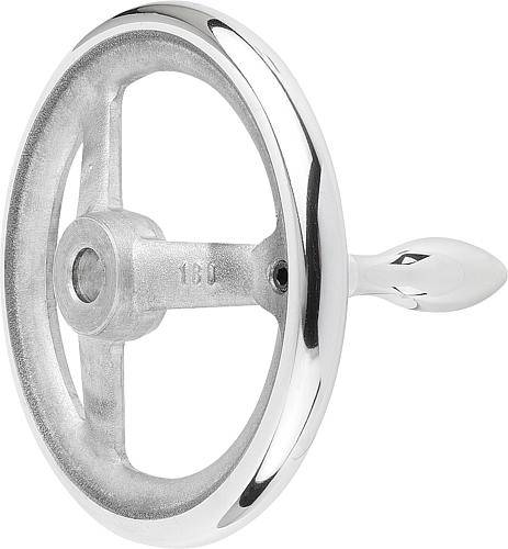 Handrad 125 mm, 14H7 Passbohrung mit Nut, mit festem Balleng