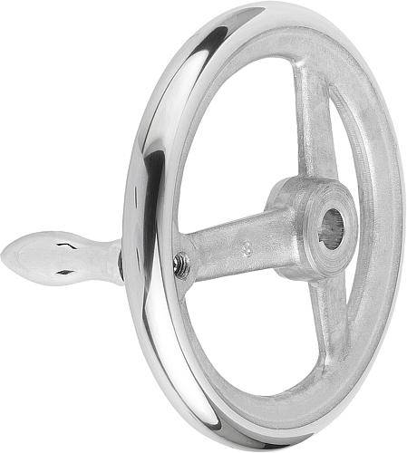 Handrad 160 x 16, Nabe mit Nut, drehbaren Griff, Aluminium,