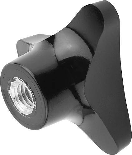 Dreisterngriff Ø 40, M6 mit Innengewinde Buchse aus Stahl, D