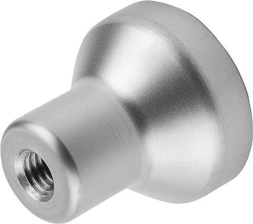 Pilzknopf Ø 40 mm, M10 Innengewinde, Edelstahl gestrahlt