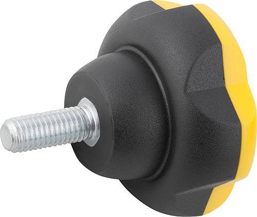 Fünststerngriff 50, M10 x 35, Edelstahl, rapsgelb RAL 1021