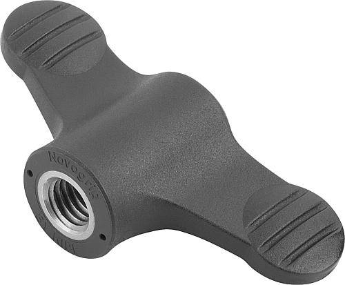 Flügelgriff 38 mm, M6 mit Innengewinde, Deckel verkehrsrot R