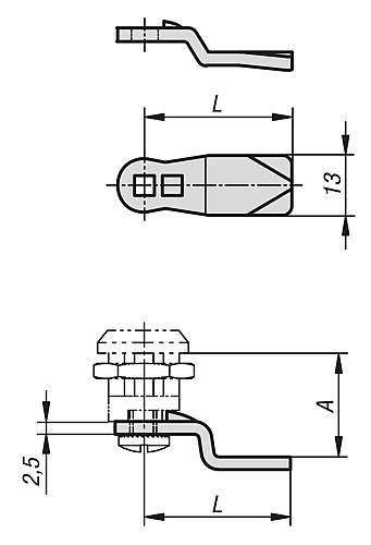 Zunge für Drehriegel 25 x 7,5, Stahl verzinkt