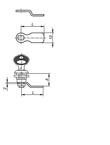 Zunge für Drehriegel A=13 mm, L=24 mm, Form B, Stahl verzink