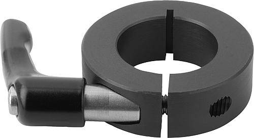 Klemmringe geschlitzt Ø 10 mm, mit Klemmhebel, Stahl