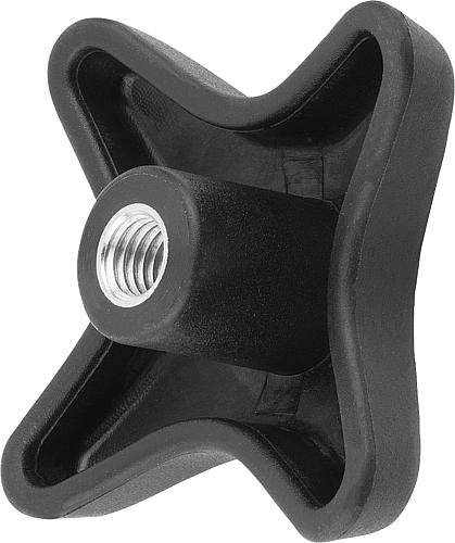 Kreuzgriff 76, M10 Gewindebuchse Stahl, soft, Thermoplast