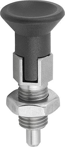 Arretierbolzen 6, M12x1,5, Form D- mit Rastnut, mit Kontermu