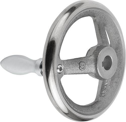 Handrad Ø 140 aus Grauguss, Ballengriff drehbar, DIN 950